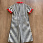 1970s Vintage Toddler Kids Pinstriped Daisy Denim Jumpsuit