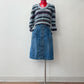 1970s Vintage Snap Front Elastic Waist Jean Skirt