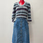 1970s Vintage Snap Front Elastic Waist Jean Skirt