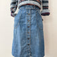 1970s Vintage Snap Front Elastic Waist Jean Skirt