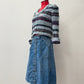 1970s Vintage Snap Front Elastic Waist Jean Skirt