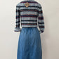 1970s Vintage Snap Front Elastic Waist Jean Skirt