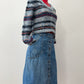 1970s Vintage Snap Front Elastic Waist Jean Skirt