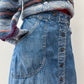 1970s Vintage Snap Front Elastic Waist Jean Skirt