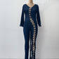 2000s Y2K Sexy Stretchy Lace Up Dark Denim Jumpsuit