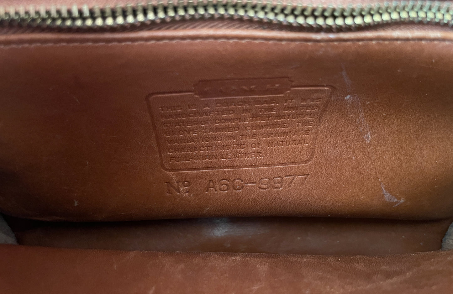 1990s Vintage COACH Manor Leather 9977 Handbag in British Tan