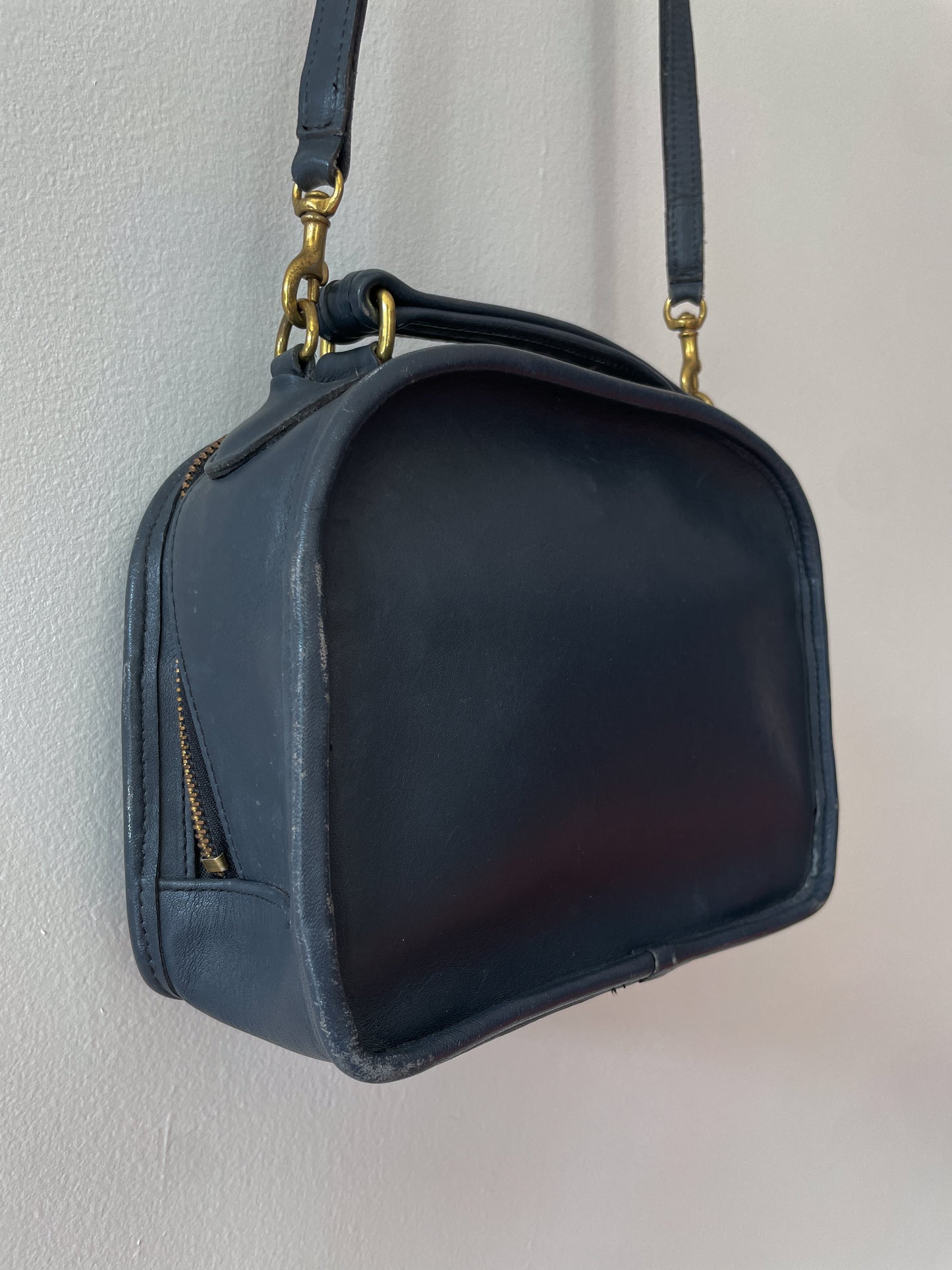 1990s Vintage COACH Lunch Box 9991 Gray Top Handle Crossbody Purse