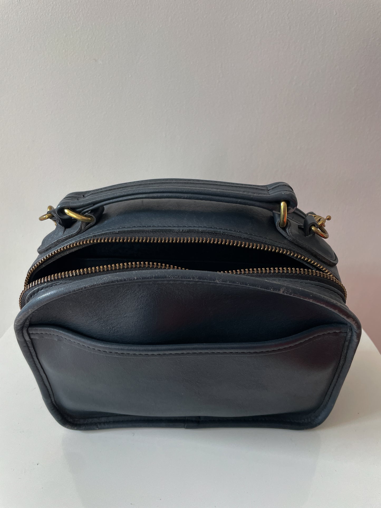 1990s Vintage COACH Lunch Box 9991 Gray Top Handle Crossbody Purse