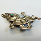 1990s Vintage Baby Donkey Mule Sterling Silver Turquoise Brooch