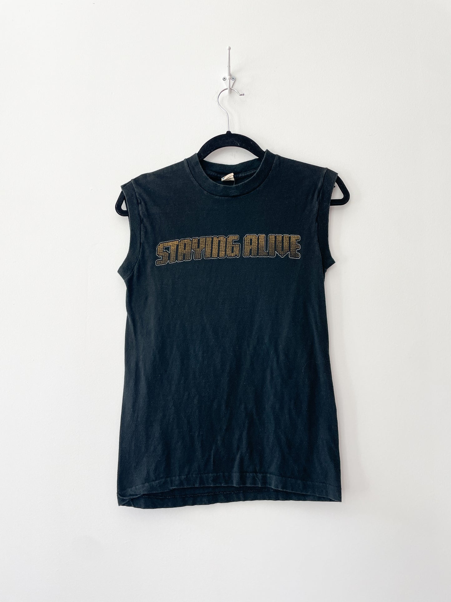 1980s Vintage Staying Alive Bee Gees Cotton Muscle Tank Top Sleeveless T-Shirt