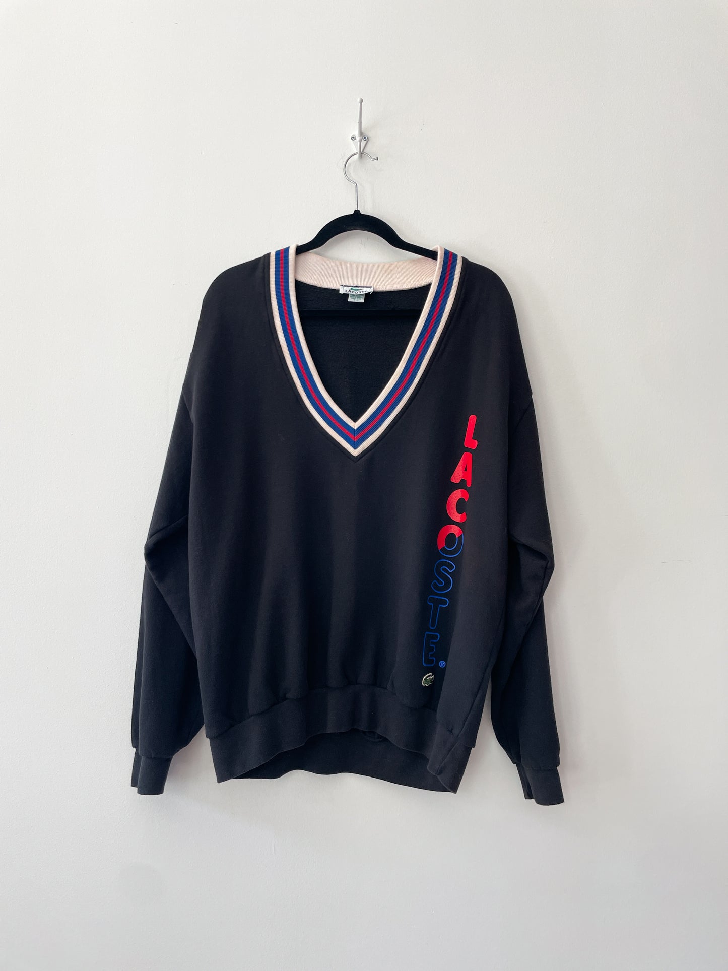 1990s Vintage Lacoste Deep V Neck Sweatshirt