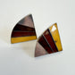 1990s Vintage Sterling Baltic Amber Inlay Abstract Earrings