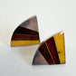 1990s Vintage Sterling Baltic Amber Inlay Abstract Earrings