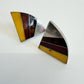 1990s Vintage Sterling Baltic Amber Inlay Abstract Earrings