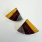 1990s Vintage Sterling Baltic Amber Inlay Abstract Earrings