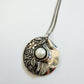 1980s Vintage Floral & Pearl Sterling Abstracted Circle Necklace