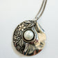 1980s Vintage Floral & Pearl Sterling Abstracted Circle Necklace