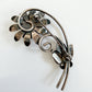 1990s Vintage Sterling Silver Swirling Flower Leaves Brooch