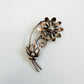 1990s Vintage Sterling Silver Swirling Flower Leaves Brooch