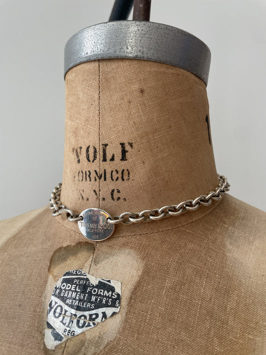 Y2K Vintage Tiffany & Co Oval Sterling Silver 15" Choker Necklace