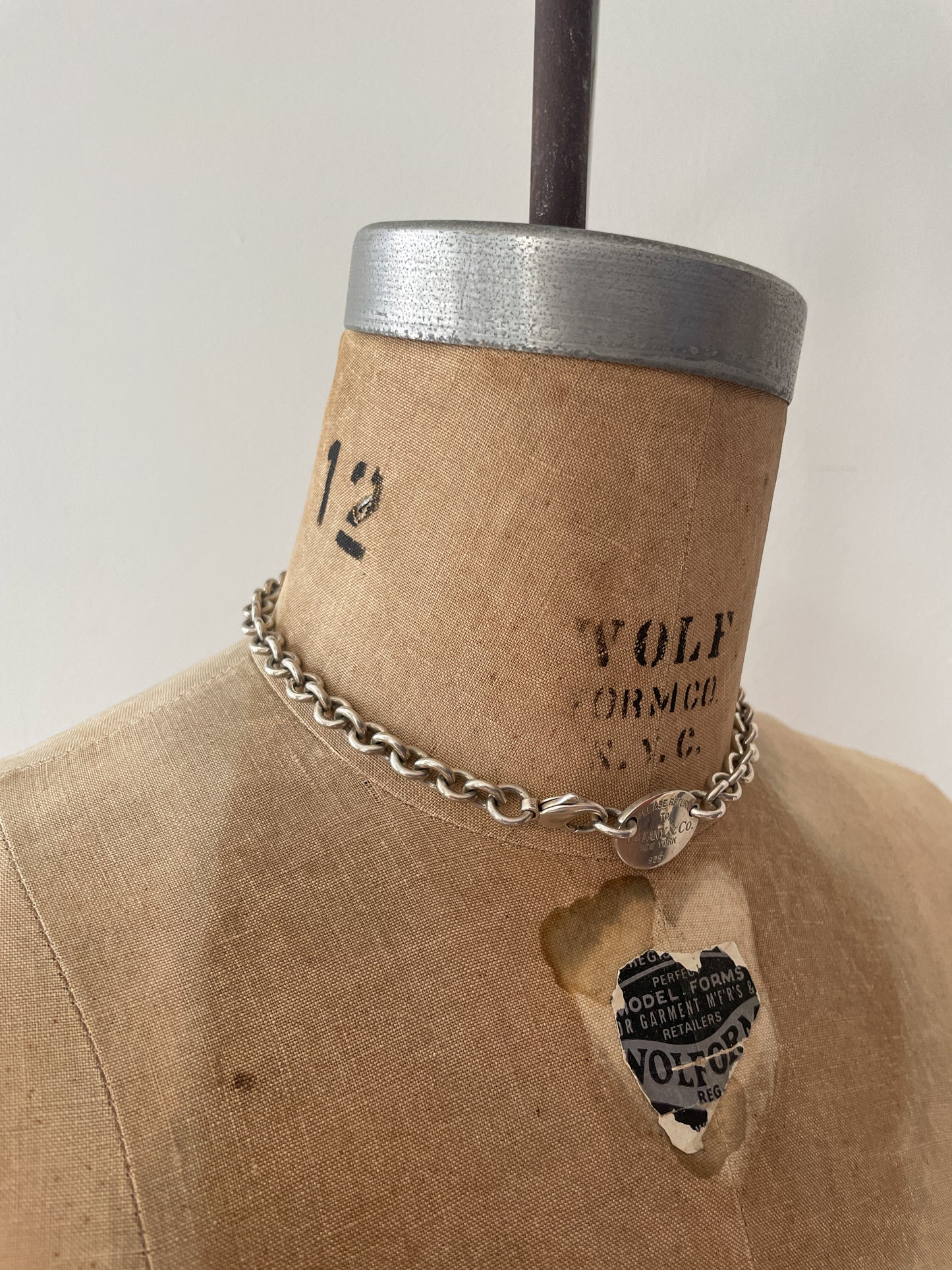 Y2K Vintage Tiffany & Co Oval Sterling Silver 15" Choker Necklace