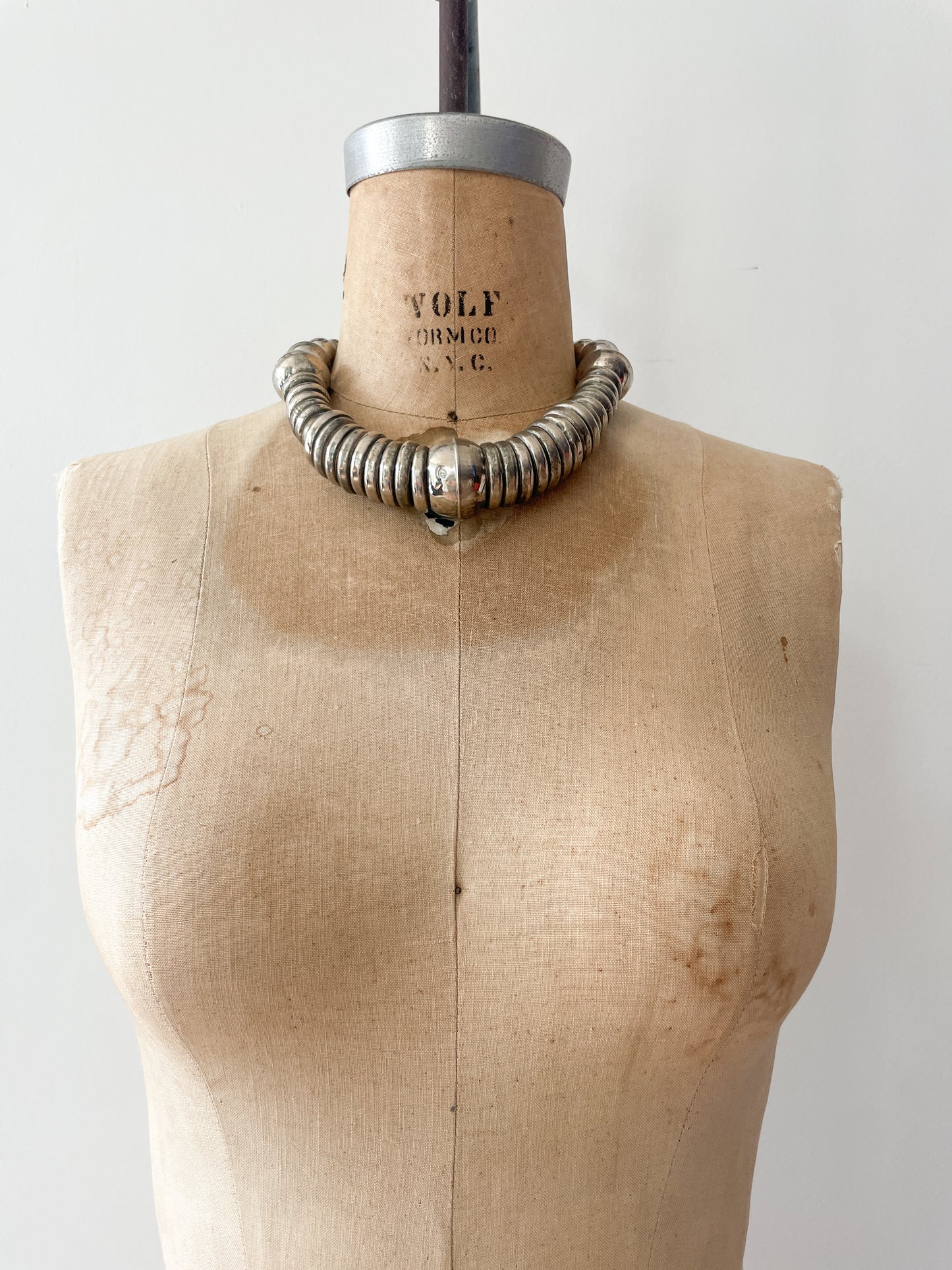 1980s Vintage Large Metal Ball Statement Necklace