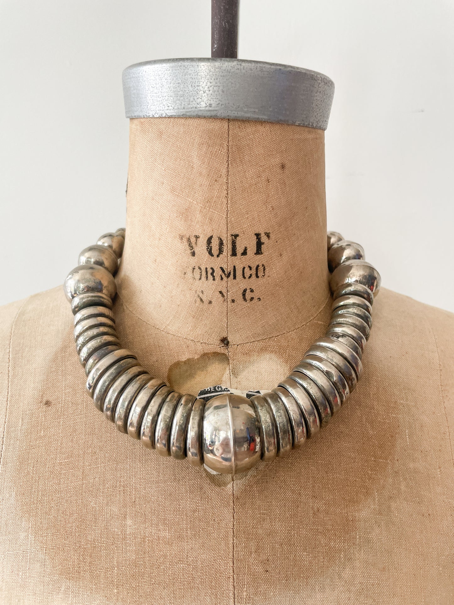1980s Vintage Large Metal Ball Statement Necklace