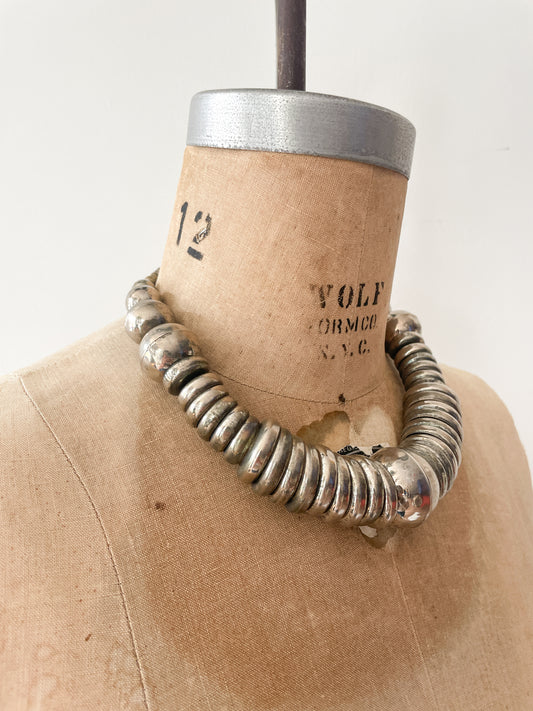 1980s Vintage Large Metal Ball Statement Necklace