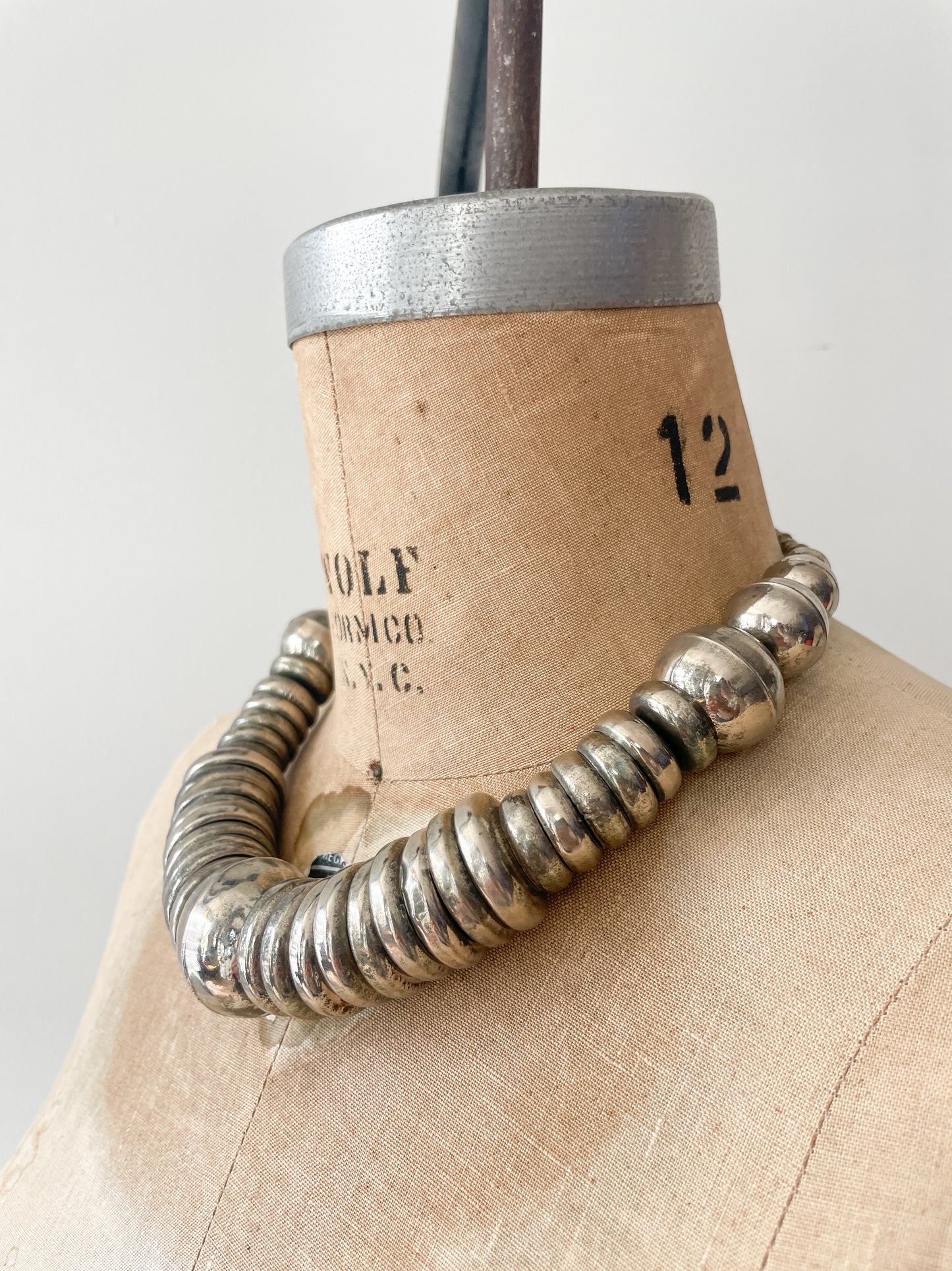 1980s Vintage Large Metal Ball Statement Necklace