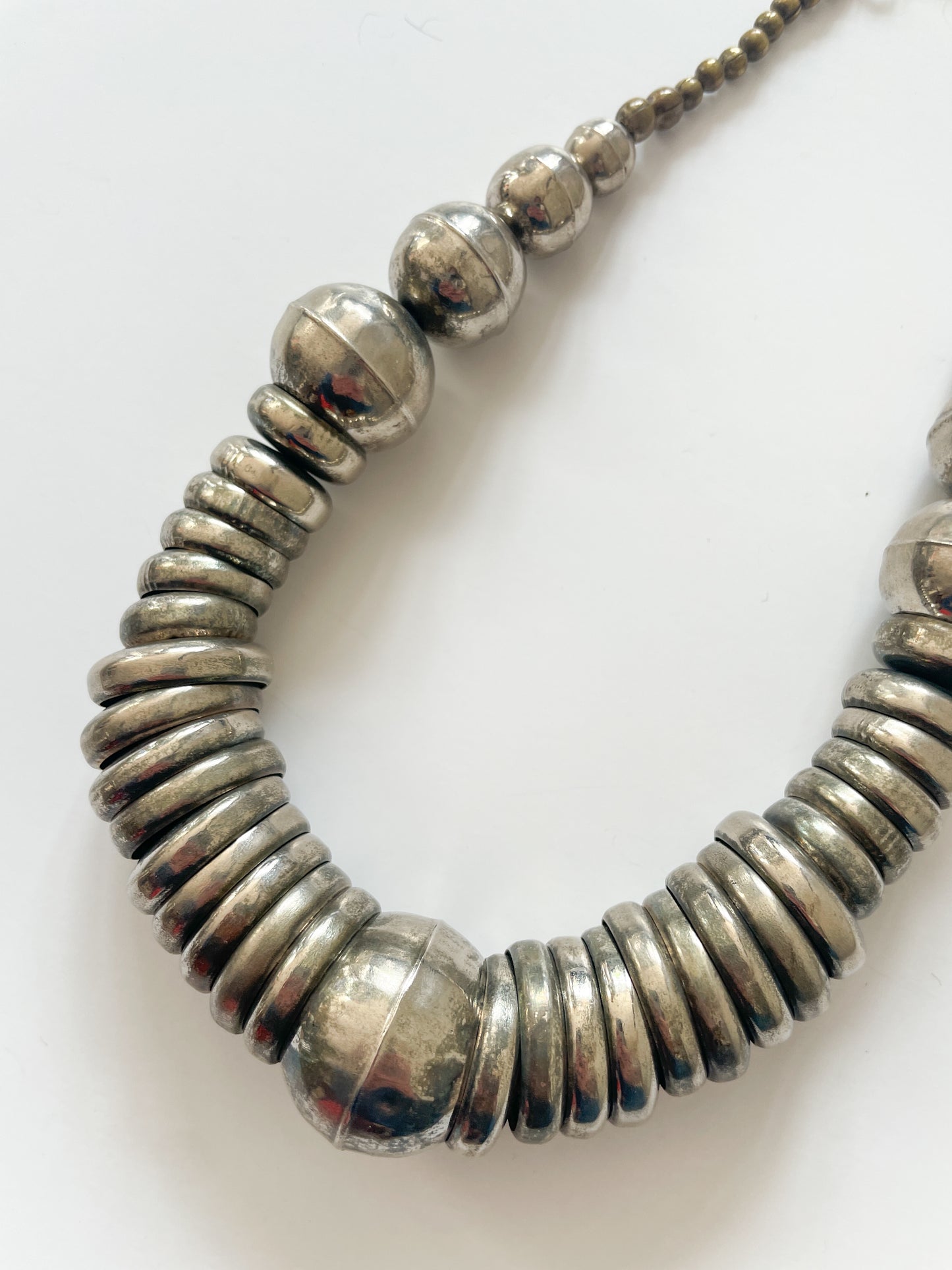 1980s Vintage Large Metal Ball Statement Necklace