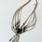 1970s Vintage Liquid Silver 10-Strand Onyx Necklace; attributed to Sensa Eustace Zuni