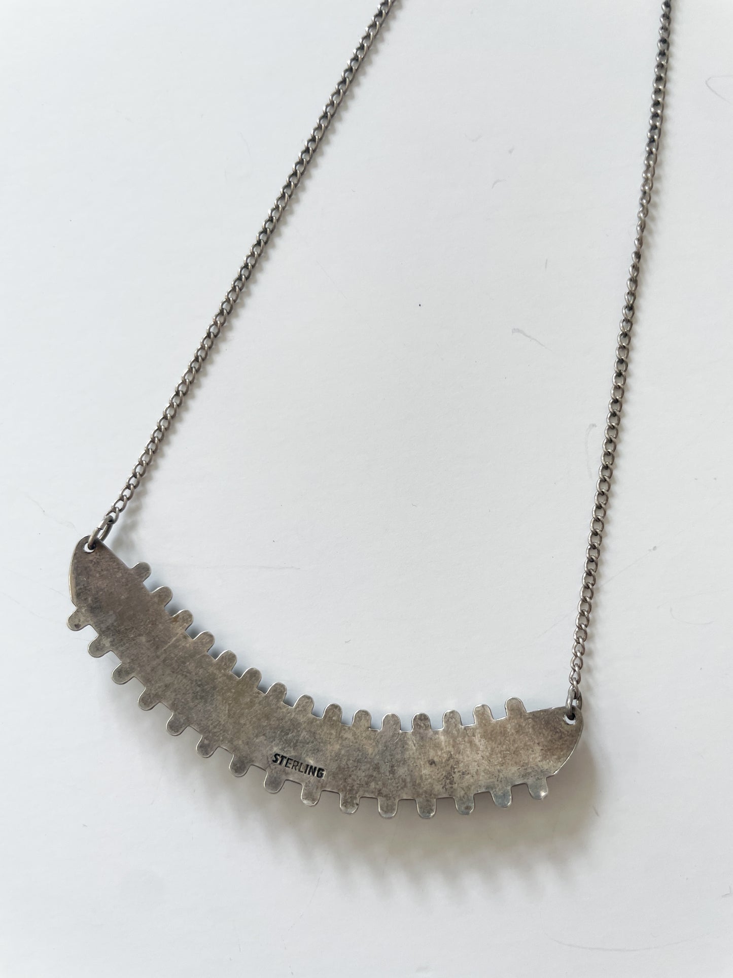 1950s Sterling and Turquoise 15 Stone Petit Point Bib Necklace