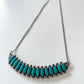 1950s Sterling and Turquoise 15 Stone Petit Point Bib Necklace