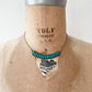 1950s Sterling and Turquoise 15 Stone Petit Point Bib Necklace