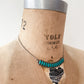 1950s Sterling and Turquoise 15 Stone Petit Point Bib Necklace