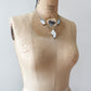 1970s Vintage Sterling and Quartz Three Stone Statement Necklace