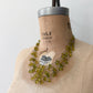1990s Vintage Green and Yellow Acrylic Multi-Strand Scatter Necklace