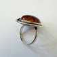 1990s Vintage Amber Sterling Silver Leaves Ring