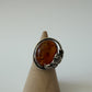 1990s Vintage Amber Sterling Silver Leaves Ring