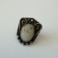 1990s Vintage Sterling & Milky White Agate Ring