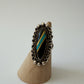 1990s Vintage Sterling Silver Onyx and Crushed Turquoise Ring