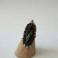 1990s Vintage Sterling Silver Onyx and Crushed Turquoise Ring