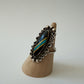 1990s Vintage Sterling Silver Onyx and Crushed Turquoise Ring