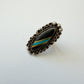 1990s Vintage Sterling Silver Onyx and Crushed Turquoise Ring