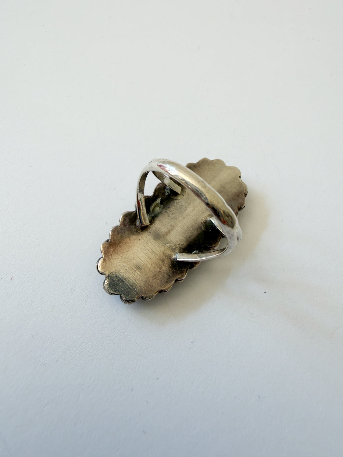1990s Vintage Sterling Silver Onyx and Crushed Turquoise Ring
