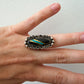 1990s Vintage Sterling Silver Onyx and Crushed Turquoise Ring