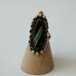 1990s Vintage Sterling Silver Onyx and Crushed Turquoise Ring