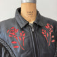 1980s Red Rose Black Fringed Leather Jacket by Dakota Joe
