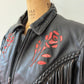 1980s Red Rose Black Fringed Leather Jacket by Dakota Joe