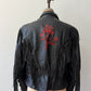 1980s Red Rose Black Fringed Leather Jacket by Dakota Joe
